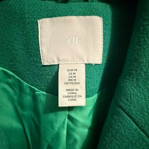H&M Double Breasted Coat - Emerald Green - SIze M - Picture 3 of 12
